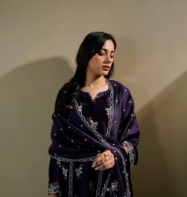 Deep Plum 3-Piece Kaftan — front view