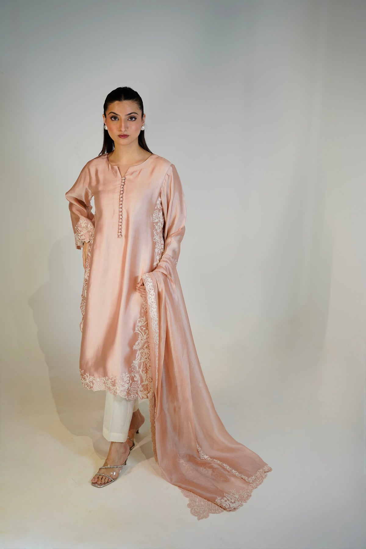 Peach Sheesha Silk 3-Piece Suit — back view