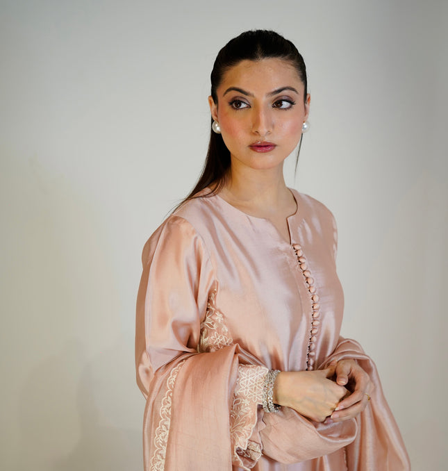 SOFT PEACH SHEESHA SILK 3-PIECE SUIT