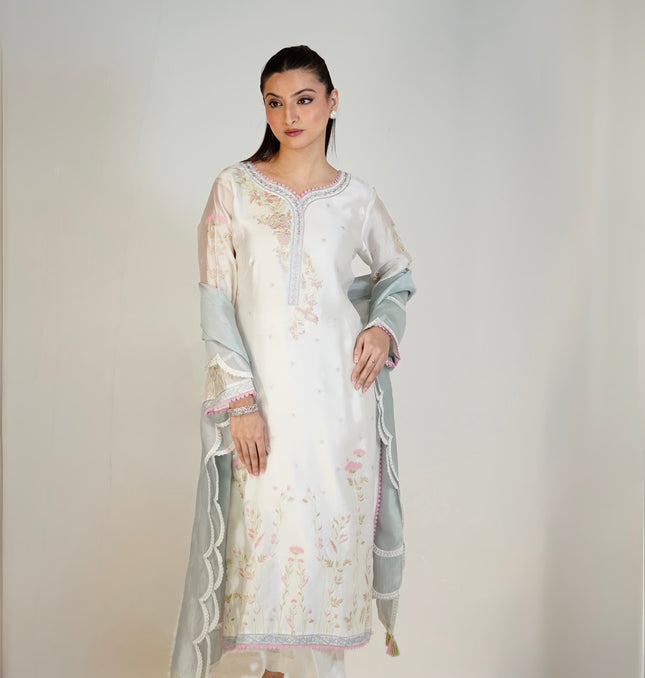 IVORY SHEESHA SILK 3-PIECE SUIT