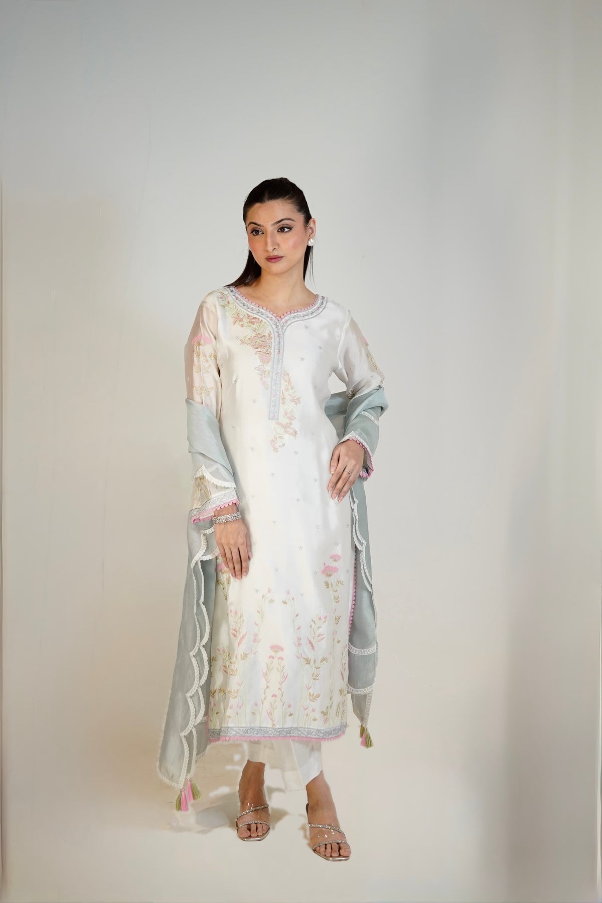 Ivory Sheesha Silk 3-Piece Suit — back view