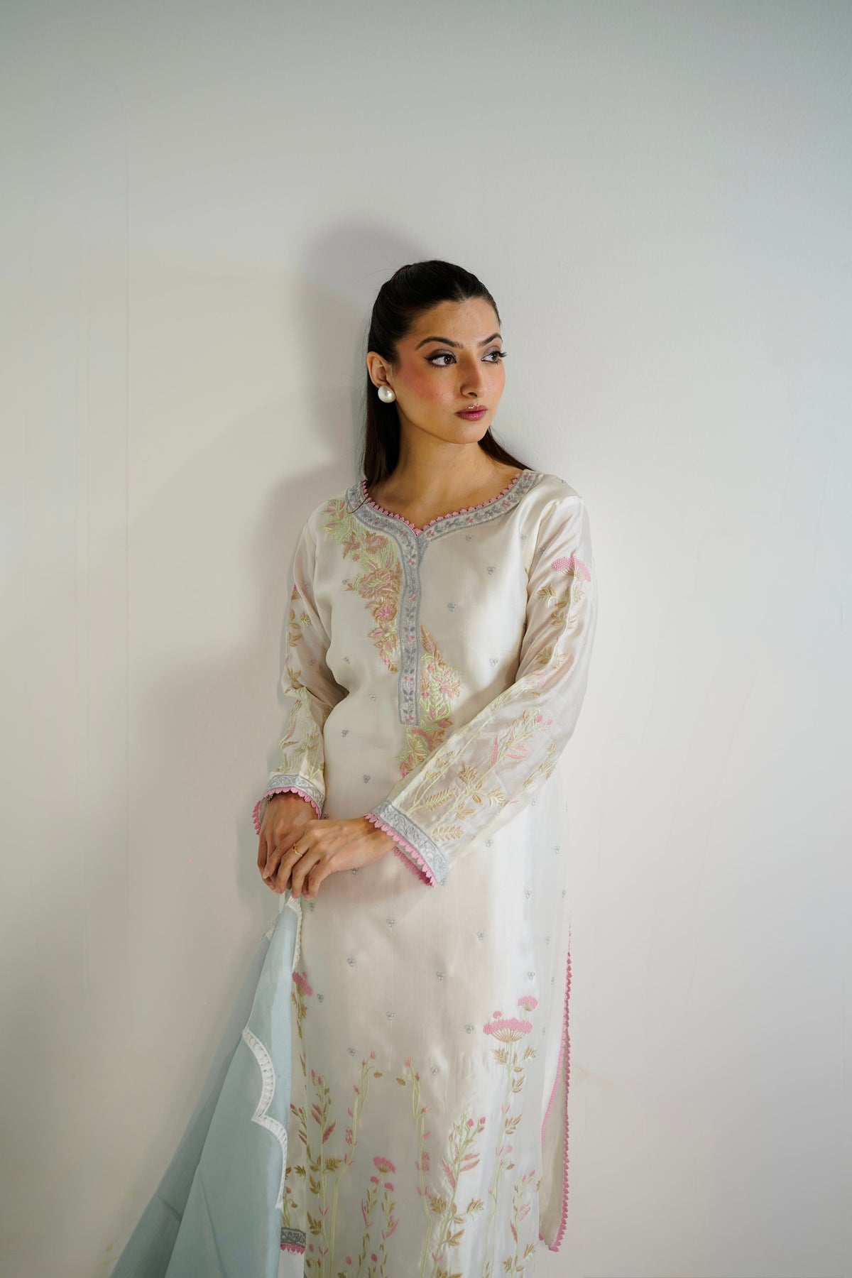 Ivory Sheesha Silk 3-Piece Suit — front view
