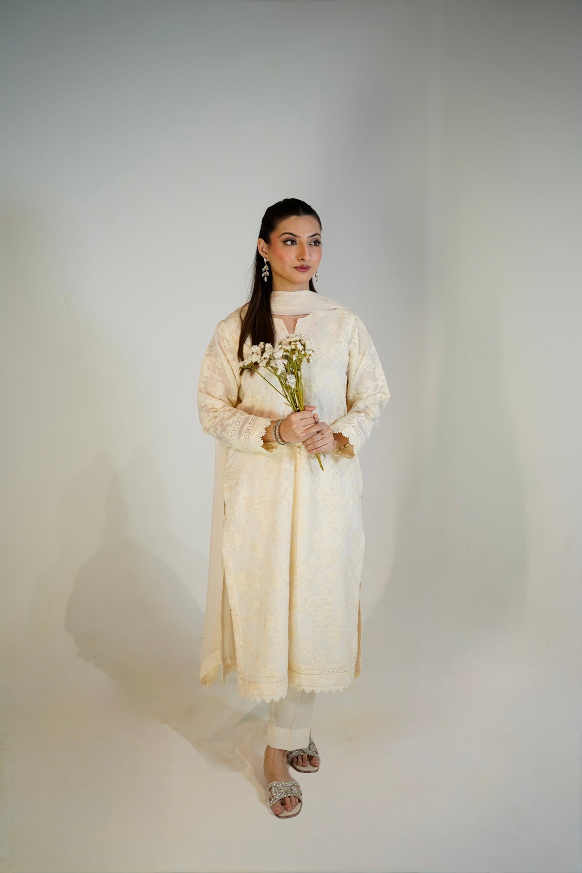 Off-White Chikankari Suit — back view