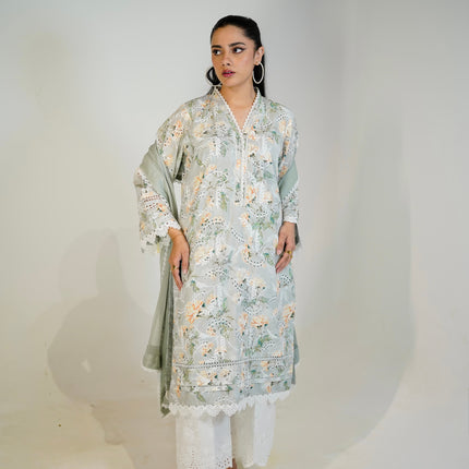 Sage Green Chikankari 2-Piece Suit — front view