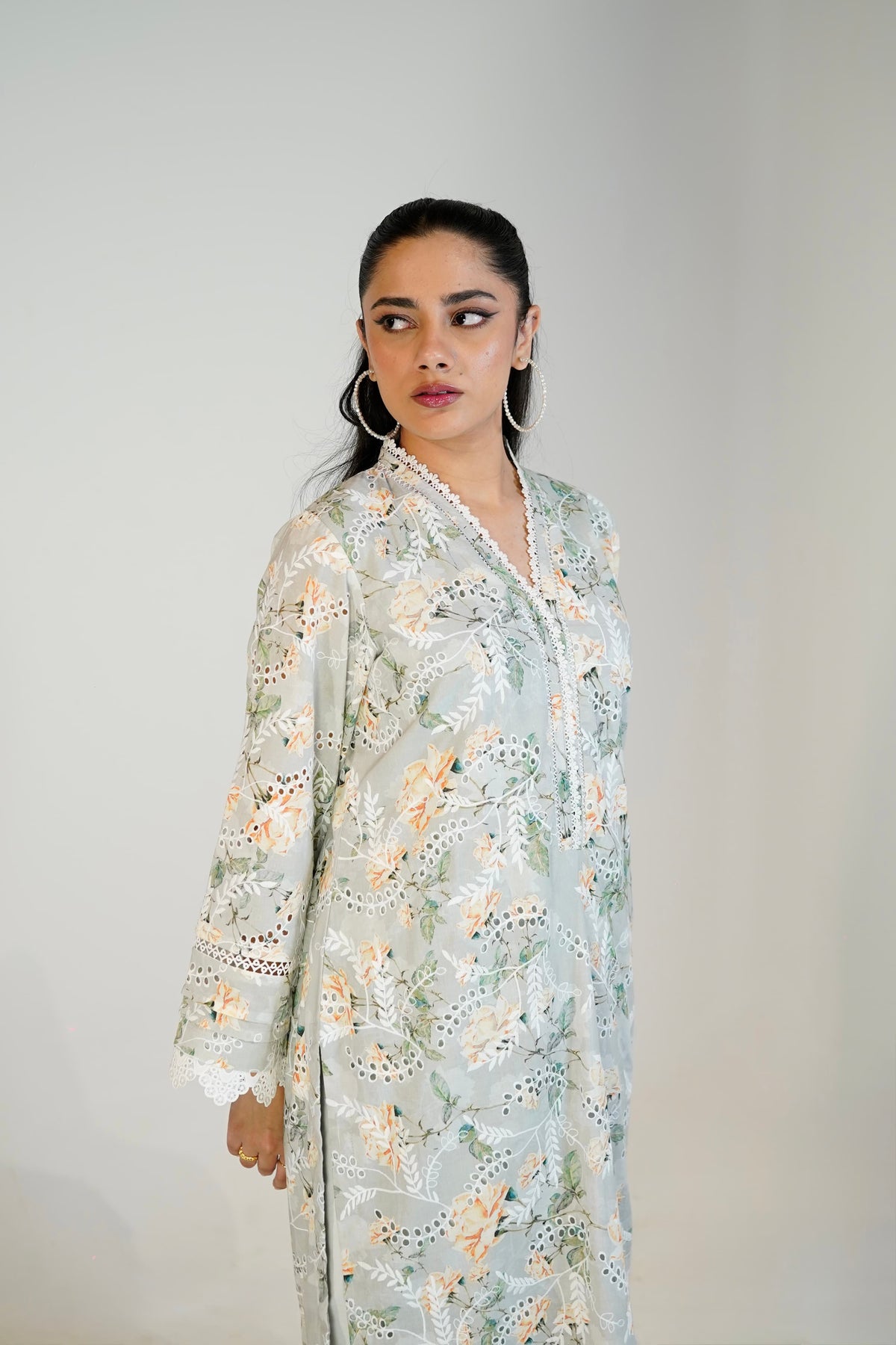 Sage Green Chikankari Suit — back view