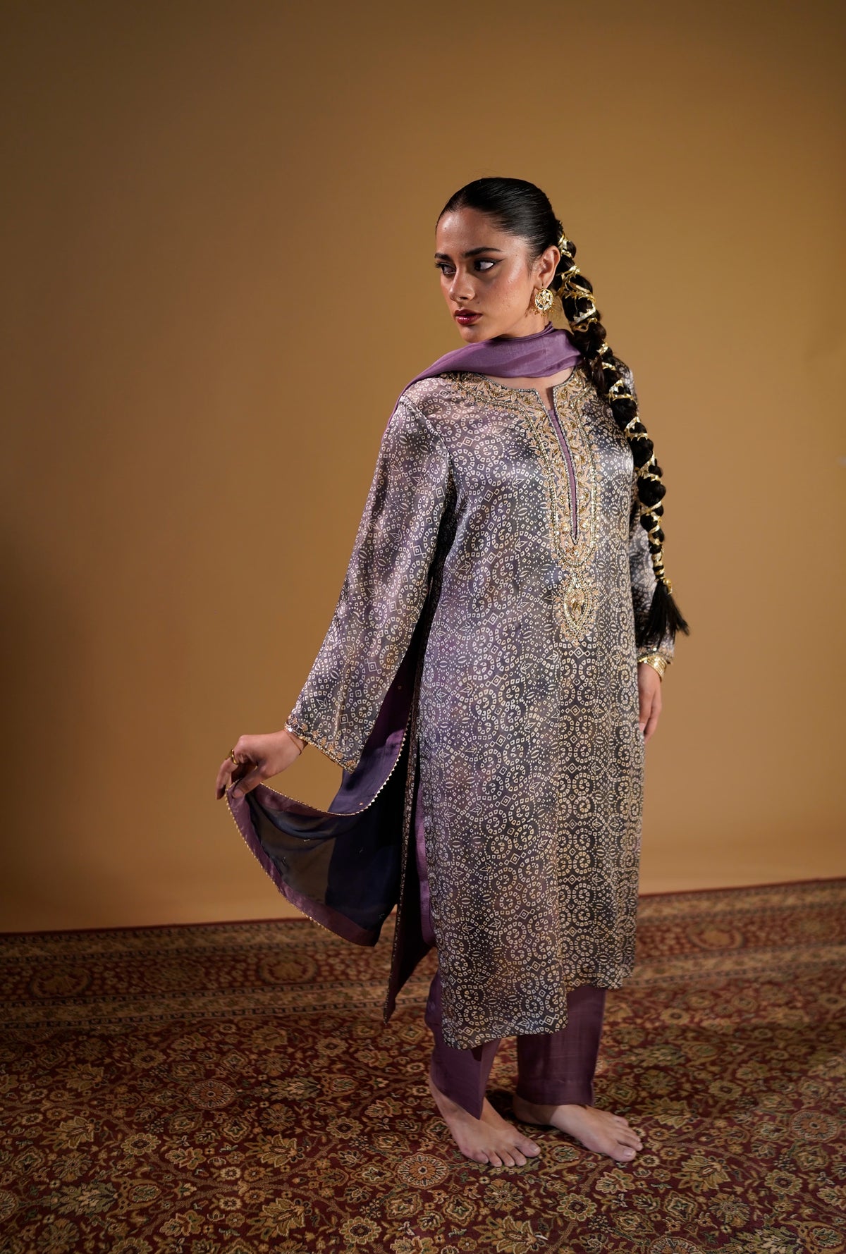Lilac Tie-Dye Chunri Suit — back view