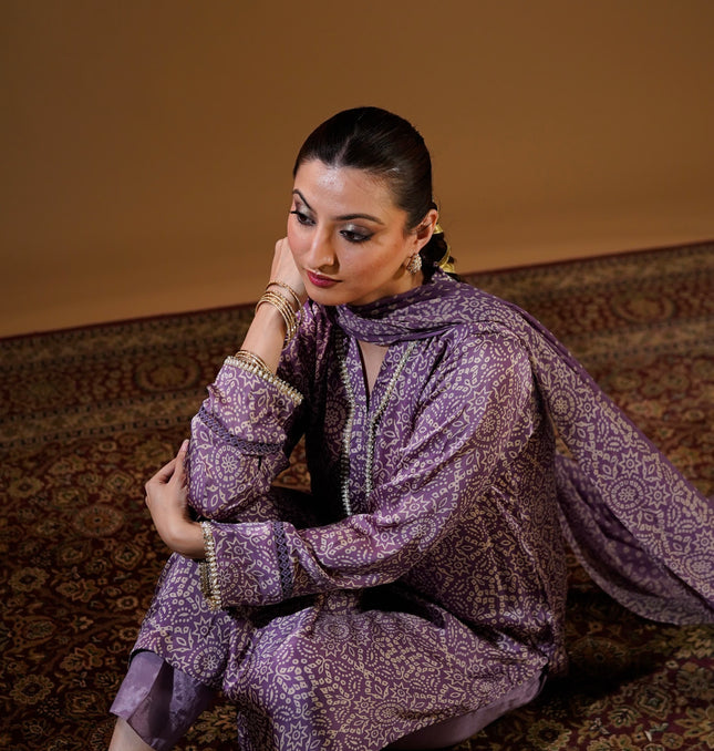Purple Chunri 3-Piece Suit — front view
