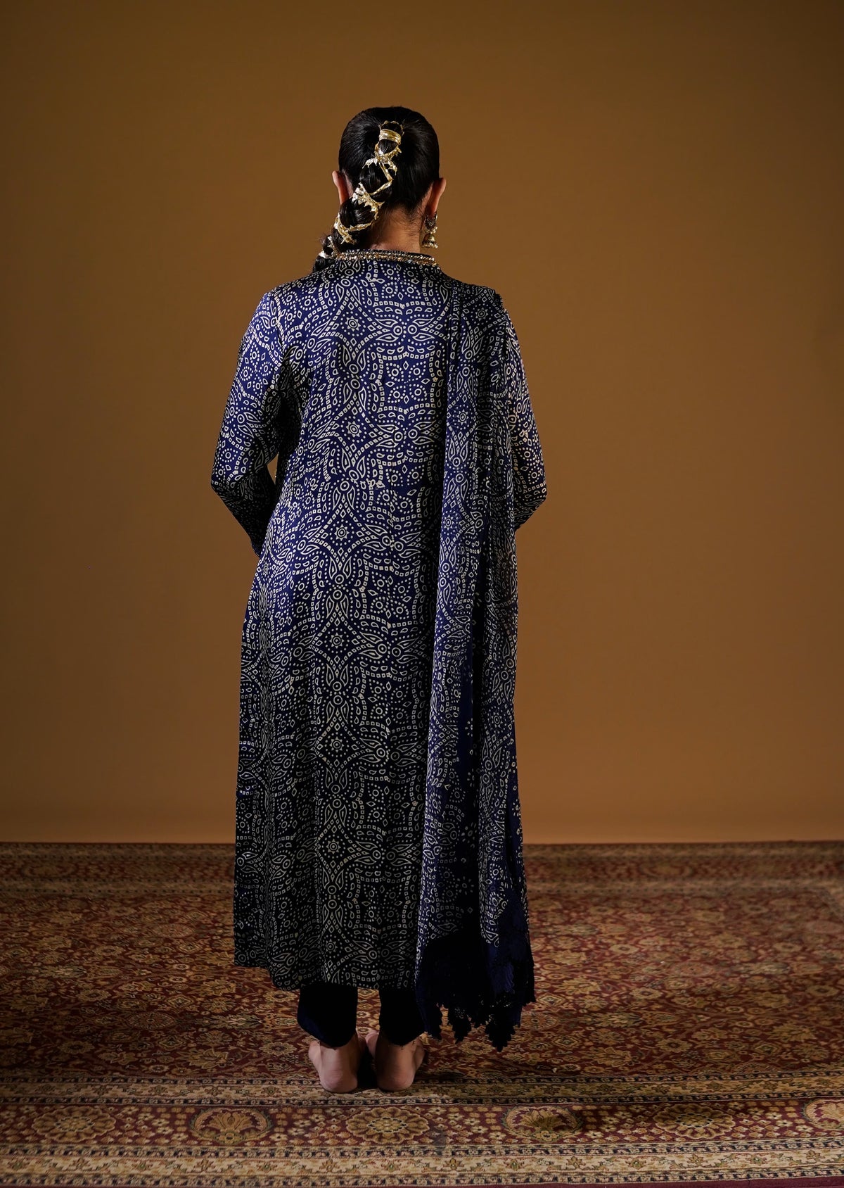 Sapphire Blue Chunri Silk Suit styled with dupatta