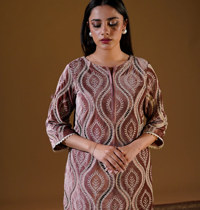 Rose Velvet 2-Piece Suit — front view