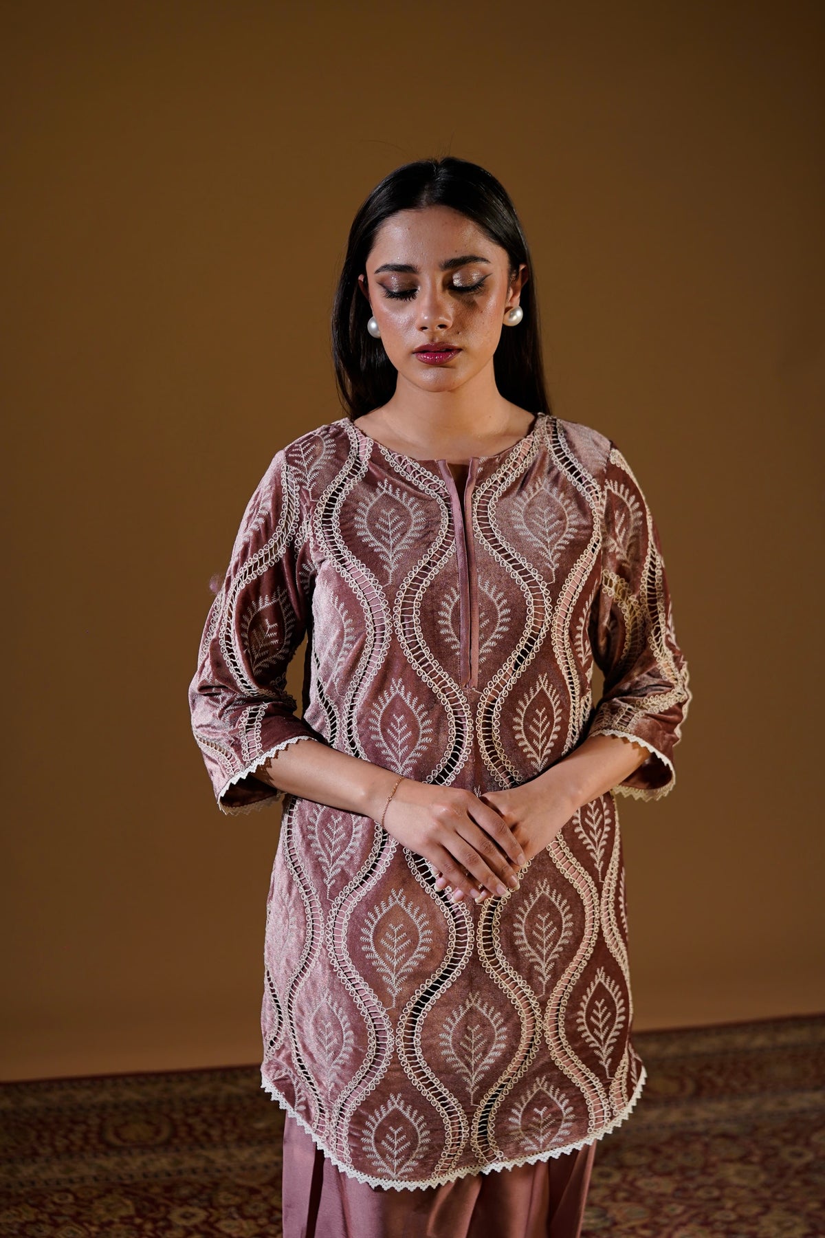Rose Velvet 2-Piece Suit — front view