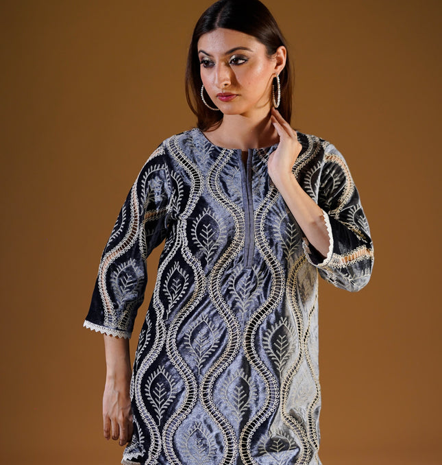Ash Grey Velvet 2-Piece Suit — front view
